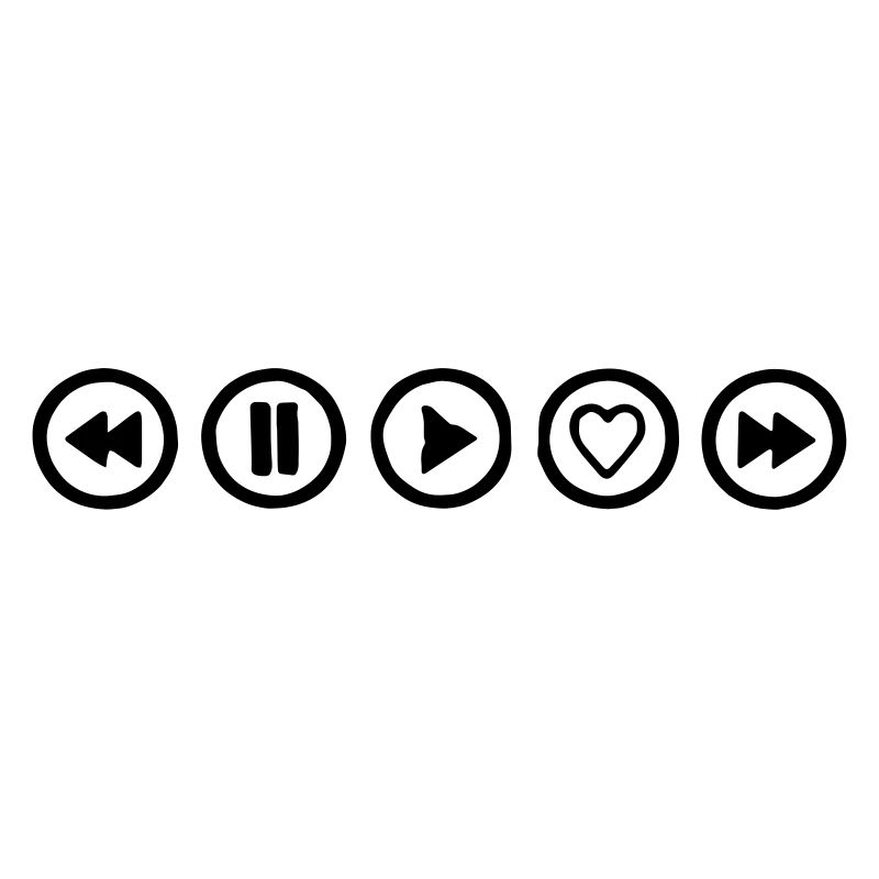 play music, heart button