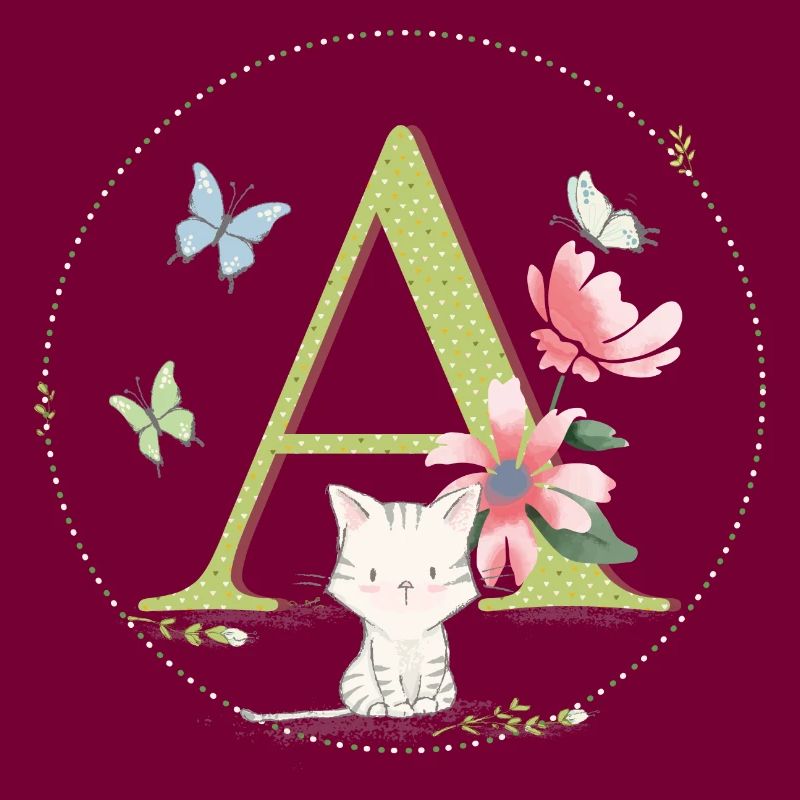 Lettre initiale A avec chat
