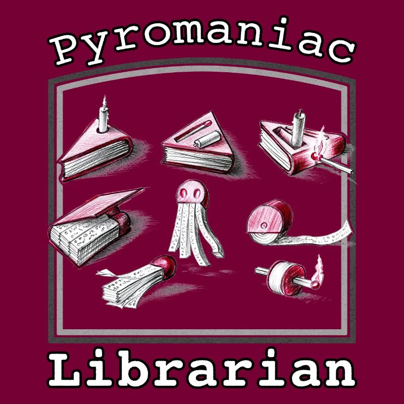 Pyromaniac Librarian Igniting Book Ideas