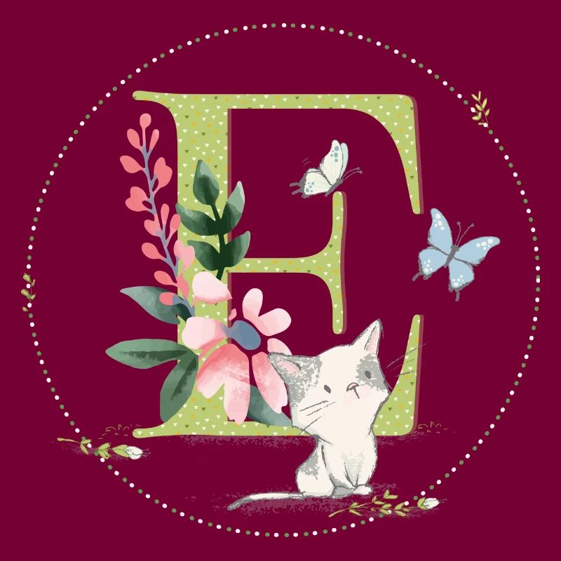 Première lettre E avec chat