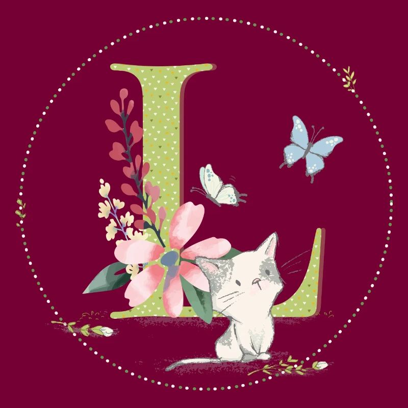 Lettre initiale L avec chat