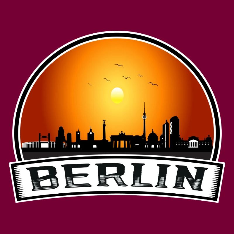 Berlin Skyline Retro Sun lettrage