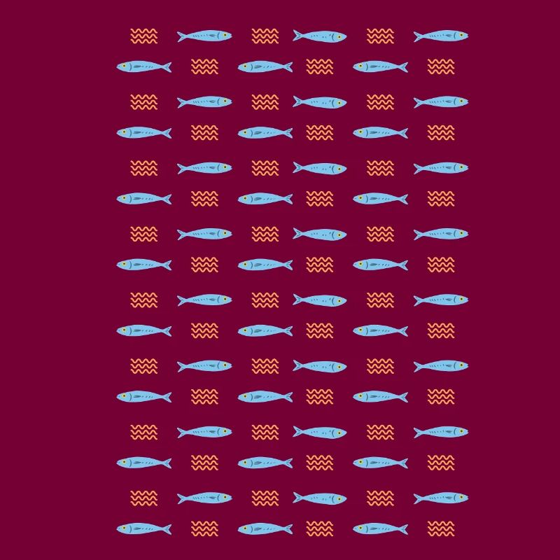 Minimalist Sardines and Waves Pattern for Summer