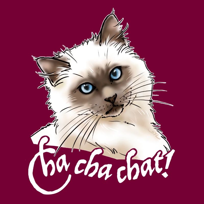 chat birman "Cha cha chat!" (texte blanc)