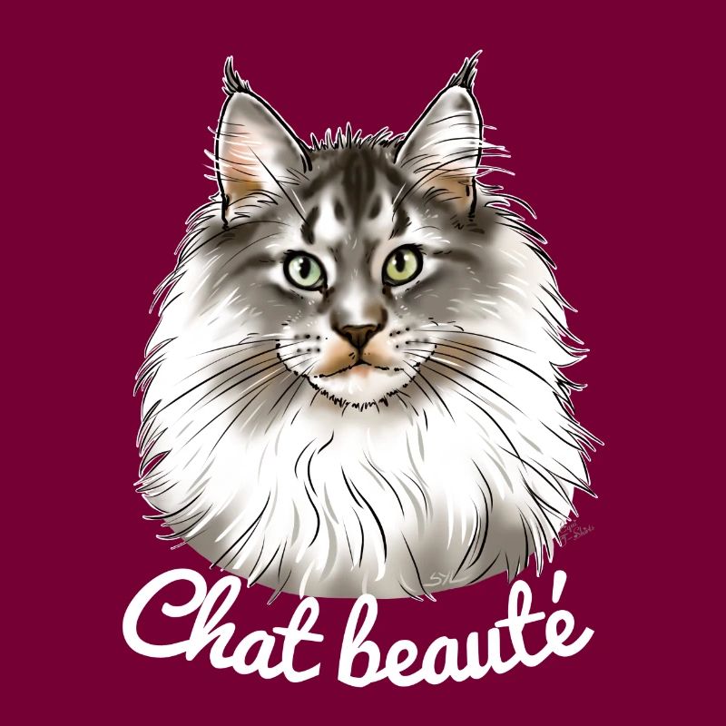 Chat beauté main coon (texte blanc)