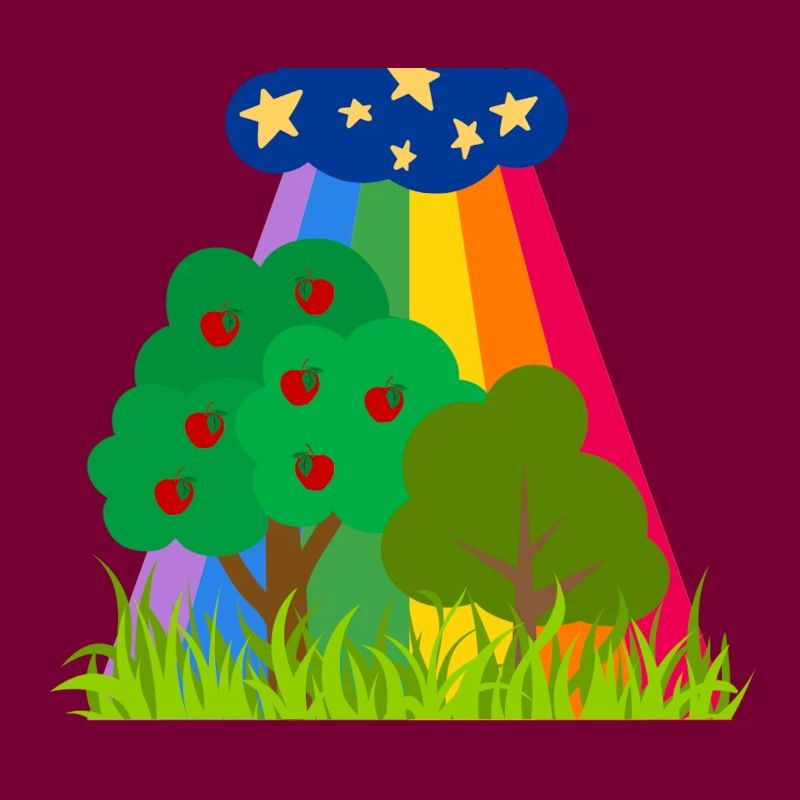 Clouds and Rainbow Trees