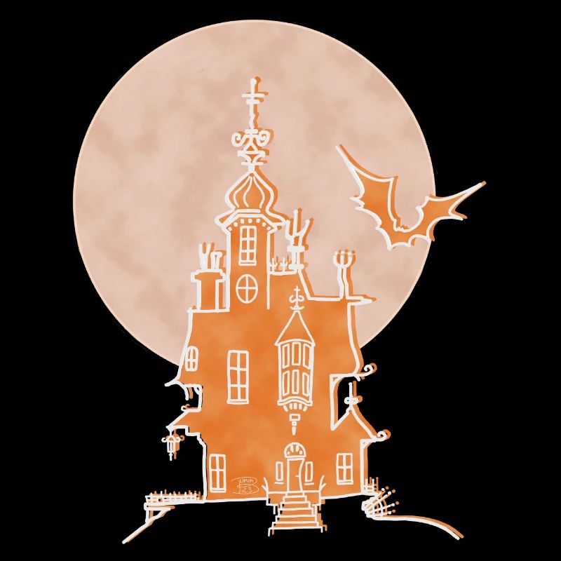 Castle, Boho Line Art Design, Series "Halloween"