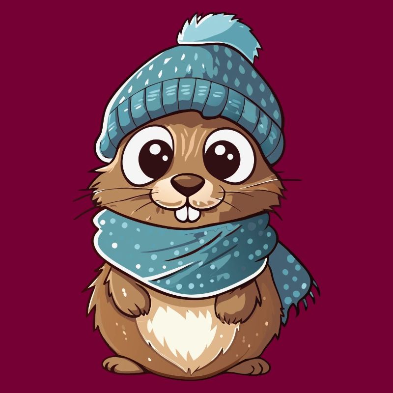 Mignon gopher avec écharpe et chapeau à pompon.