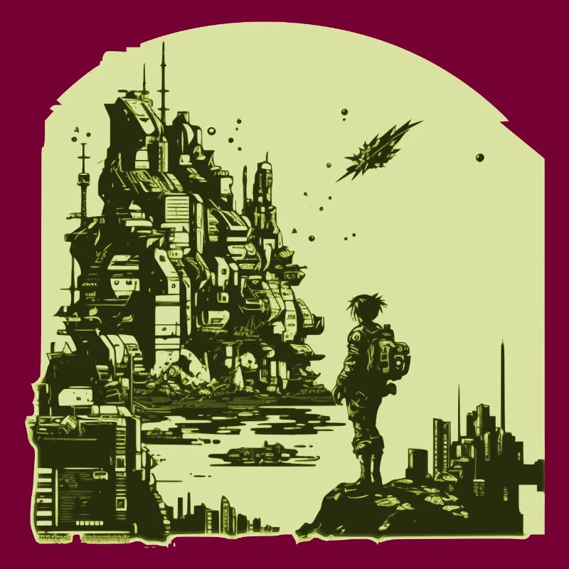 Science Fiction Comic Artwork in 8 Bit Retro Style
