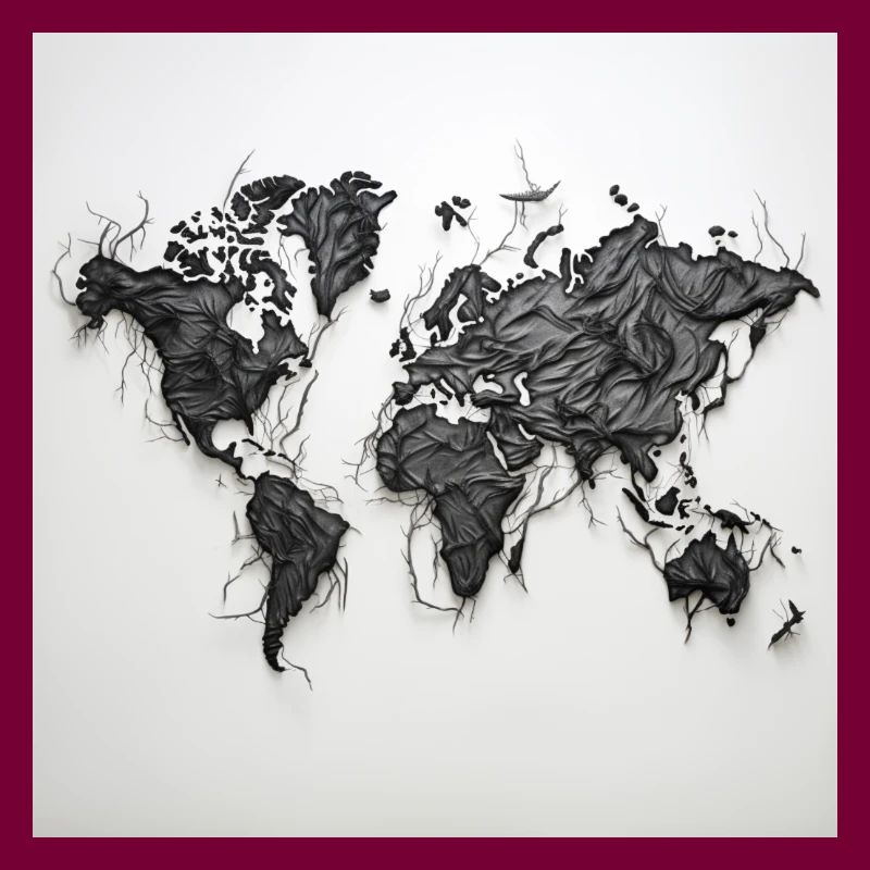 world map black and withe