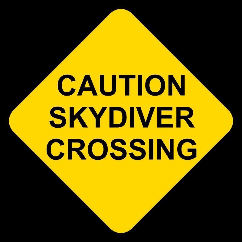 Caution Skydiver Crossing Shield transparent
