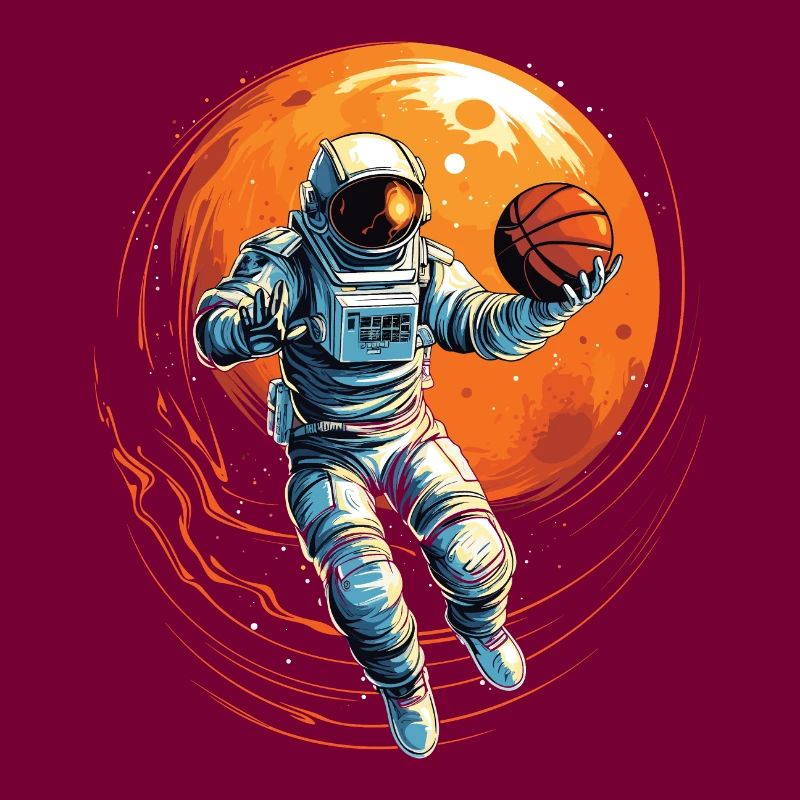 Astronaute basketteur dans l’espace, illustration de bande dessinée