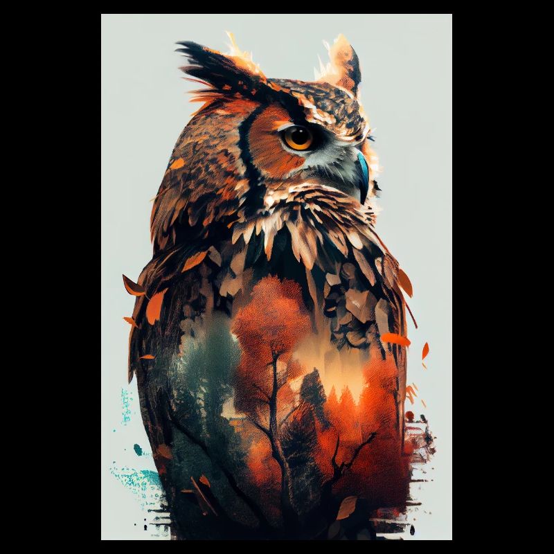 Eule Vogel Tier Eulen double exposure