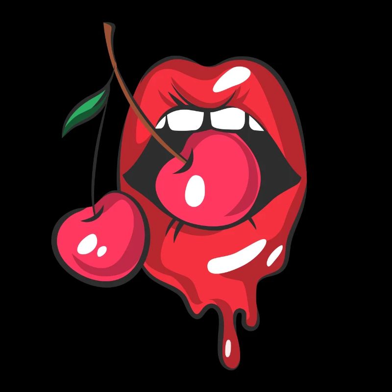 Red lips and two cherries