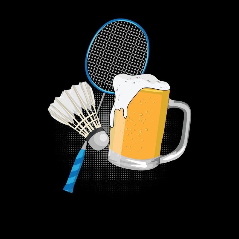 Bierkrug lustiges Badminton Bild Geschenkidee Cool