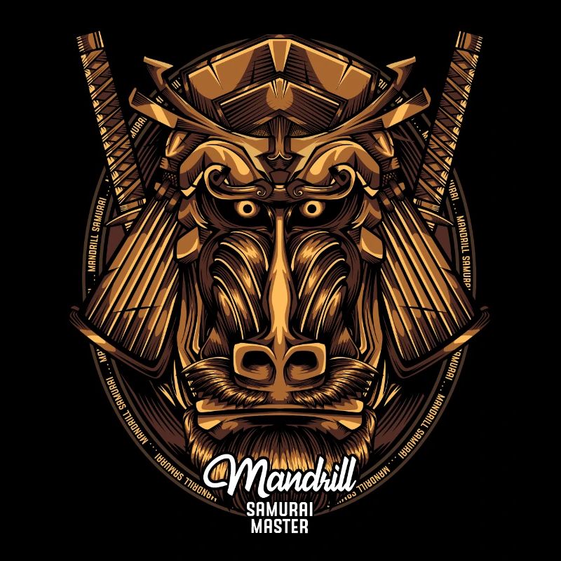 Mandrill Samurai Singe Faune Cadeau Créatif