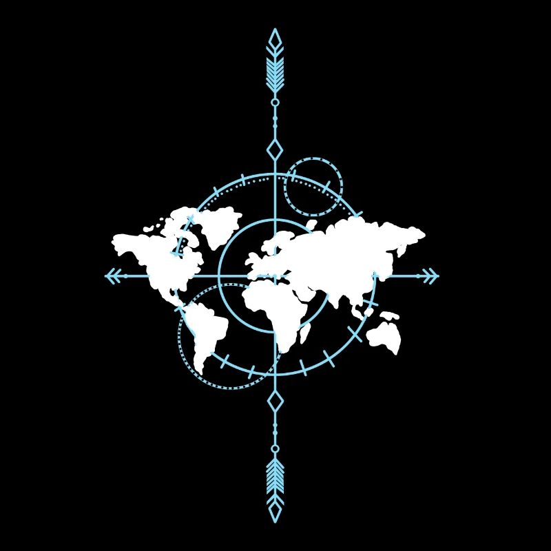 Great world map with compass gift for travelers