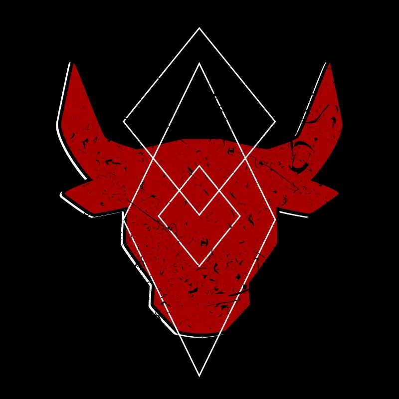 geometric cool bull red gift
