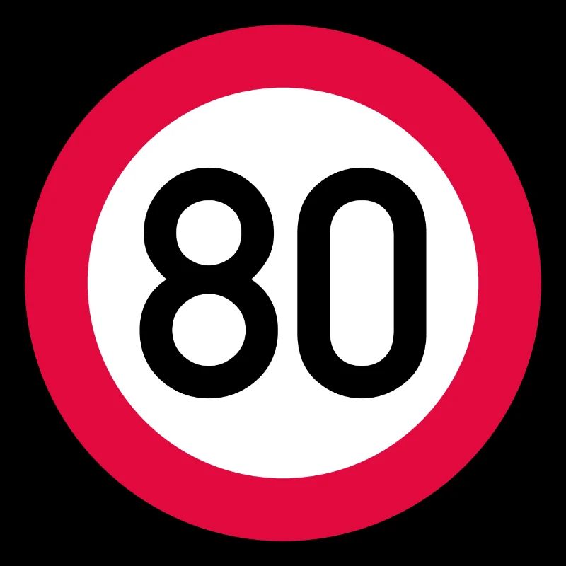 80 ans Attention ! Panneau de signalisation 80 km/h