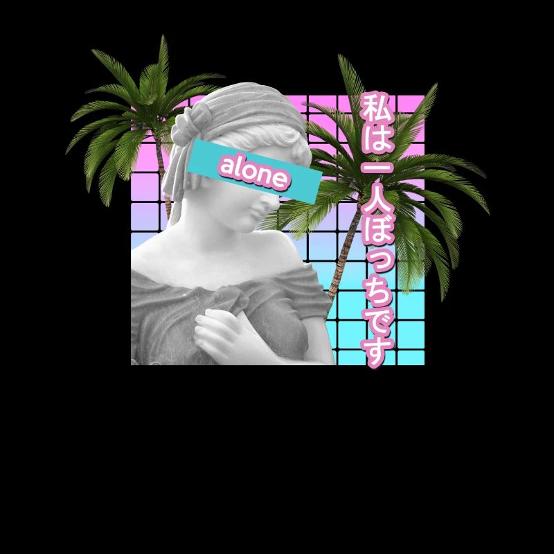 Alone Vaporwave Statue Meme Gift. AntiSocial