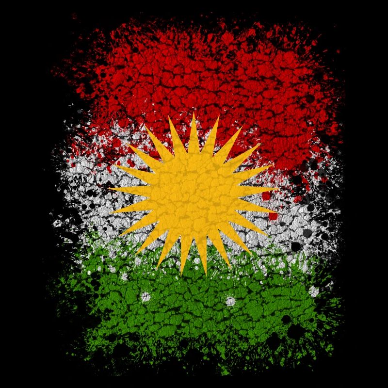 Drapeau kurde. Fier drapeau du Kurdistan