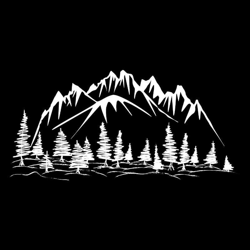Mountain landscape with conifers