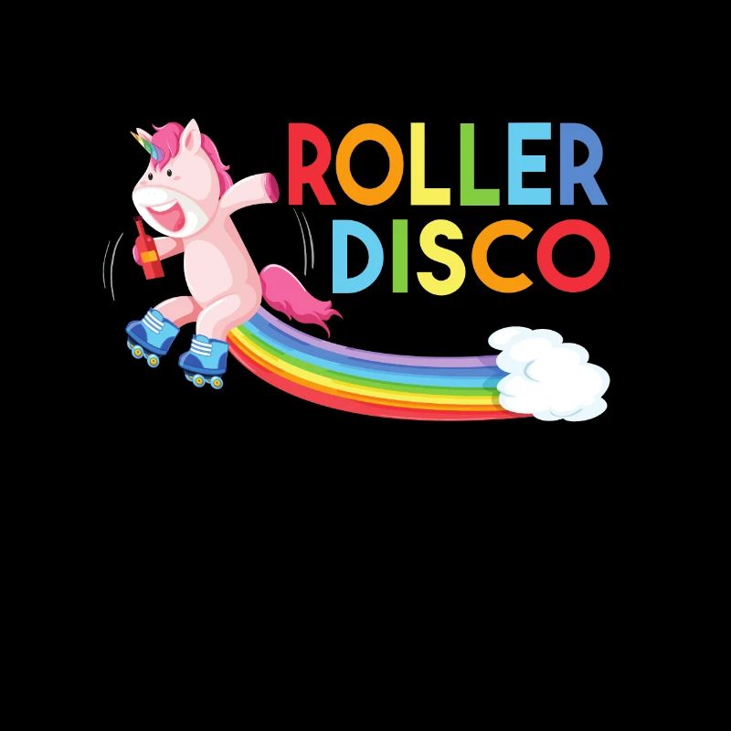 Roller disco unicorn with roller skates and alcohol