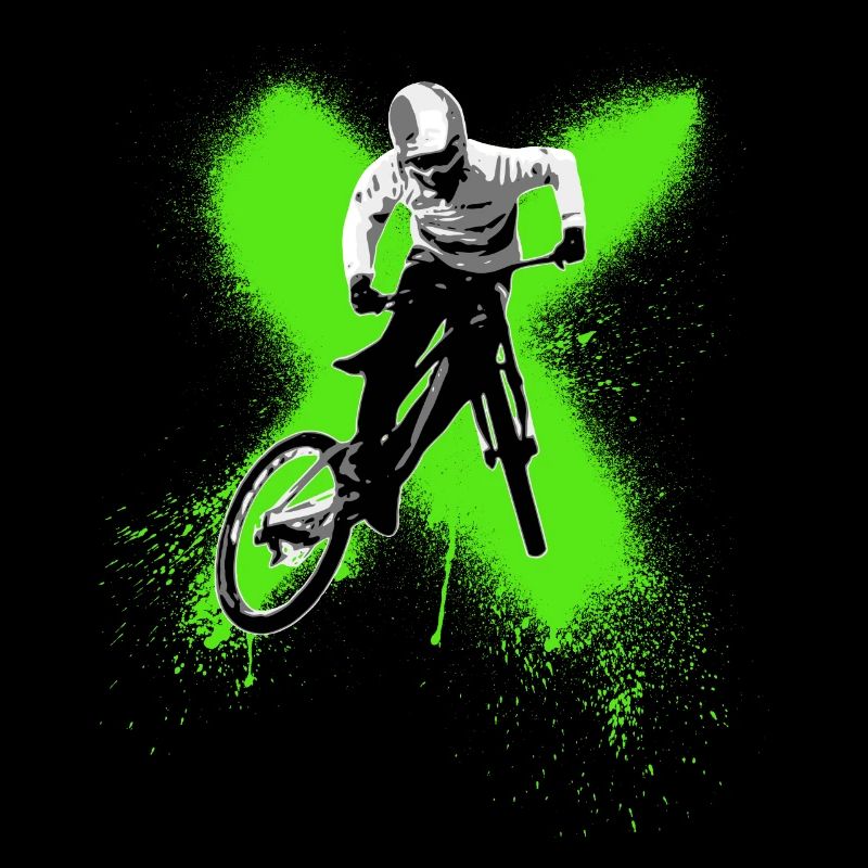 cooler Junge springt mit Mountainbike