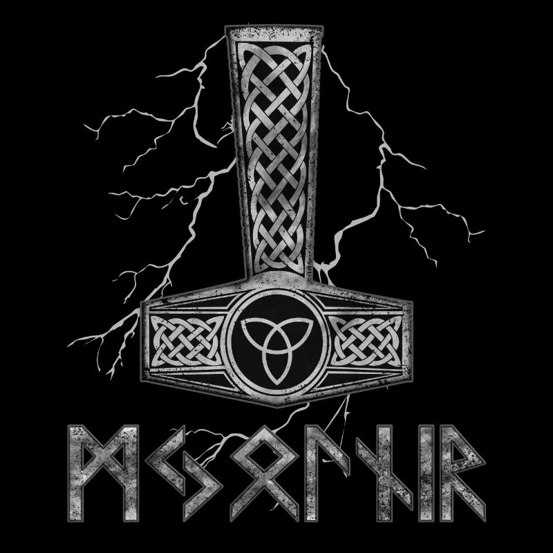 Marteau de Thor Mjolnir avec fond de dragon.