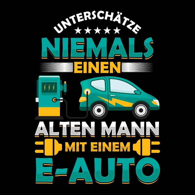 Alter Mann E-Auto Elektroautofahrer Rente Geschenk