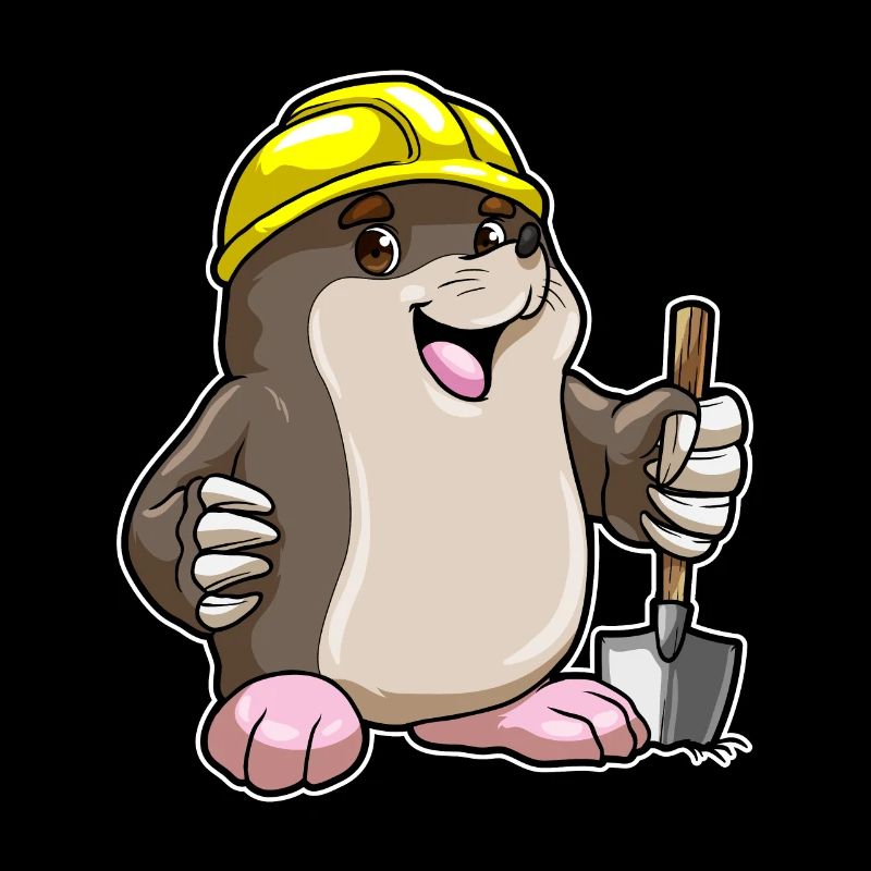 Mole with helmet & shovel