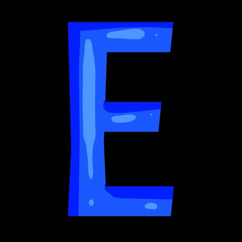 Letter E initial letter blue
