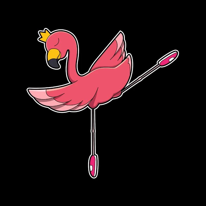 Flamingo as a ballerina in ballet with a crown
