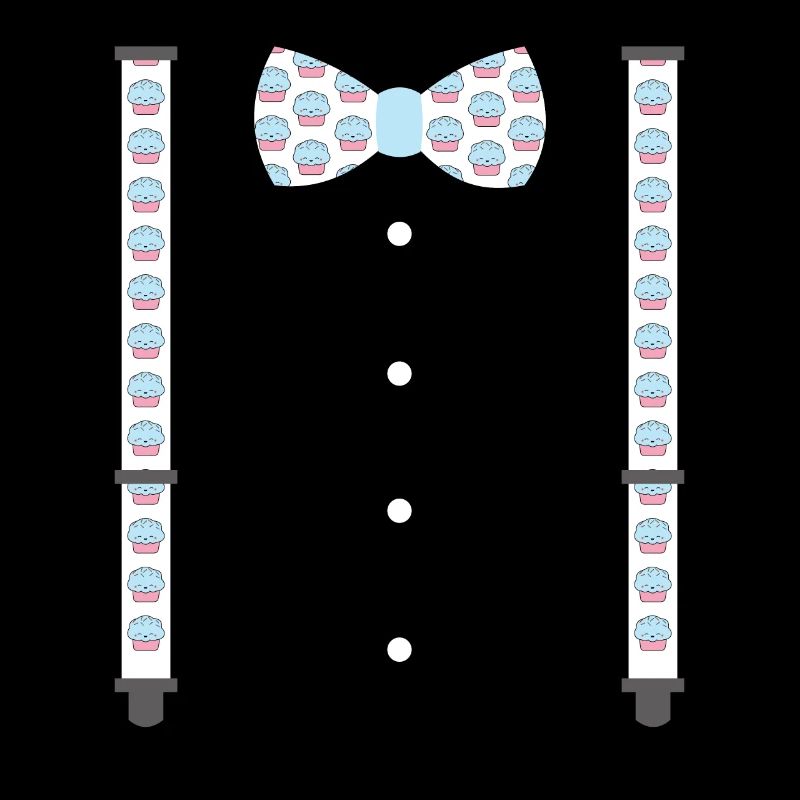 Bow tie and suspenders with muffin pattern