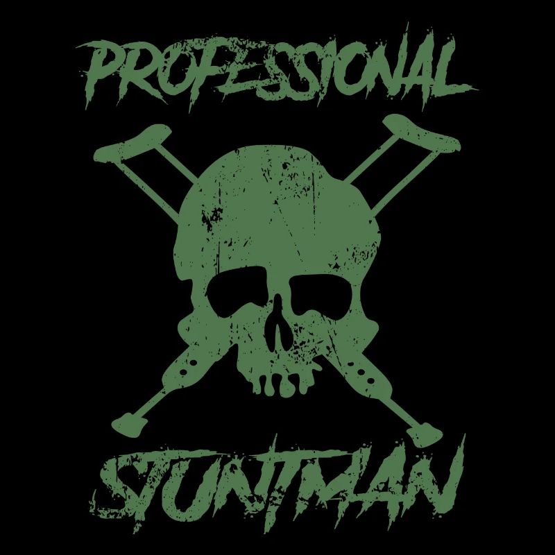 Professional Stuntman Skull with Crutches