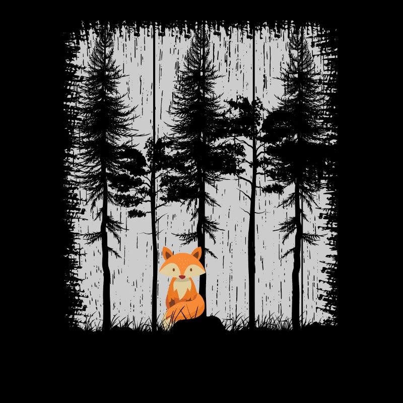 Fox in the Forest Retro Pattern Vintage Tree Forest Funny