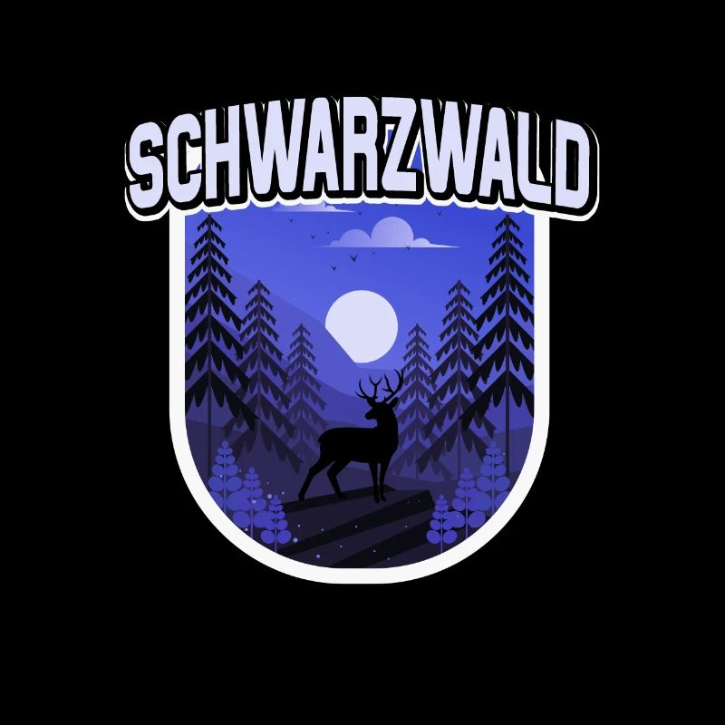 Schwarzwald Illustration Wald Bäume Hirsch