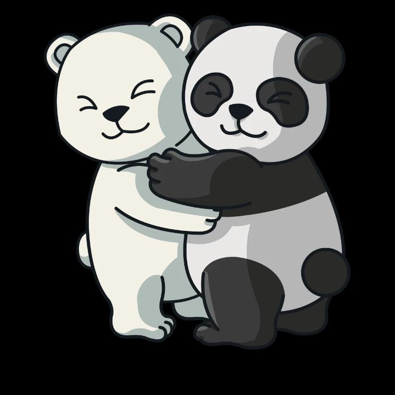 Panda and Icebear cute Hug Cuddle Animals