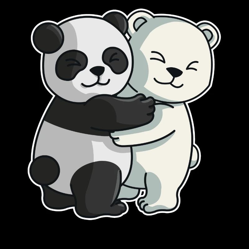 Panda and Icebear cute Hug Cuddle Animals