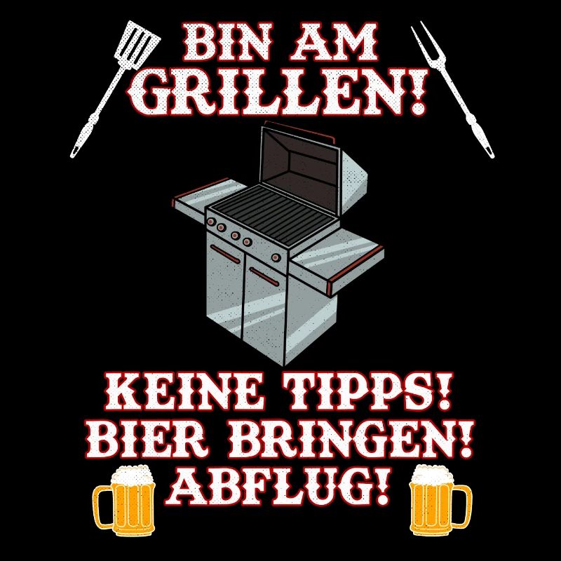 Herren Grill & Barbecue Spruch BBQ Bin Am Grillen