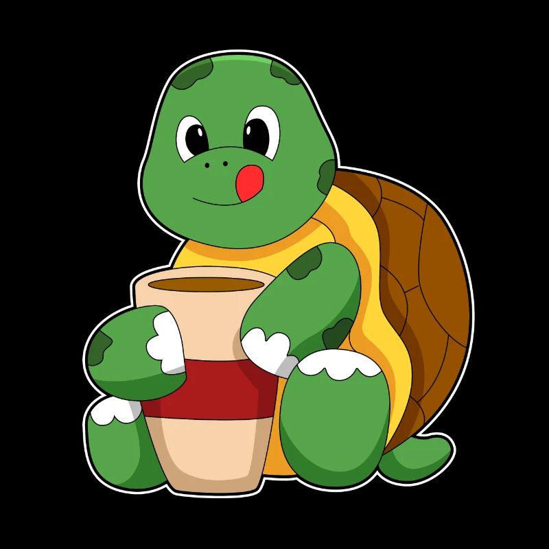 Tortue avec tasse de café