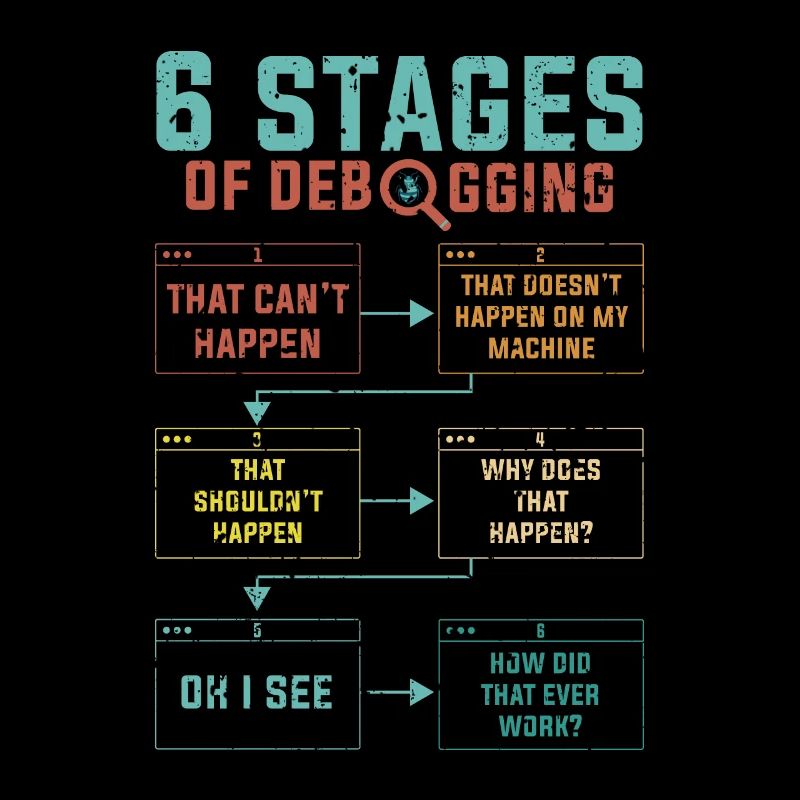 Programmierer 6 Stages of debugging