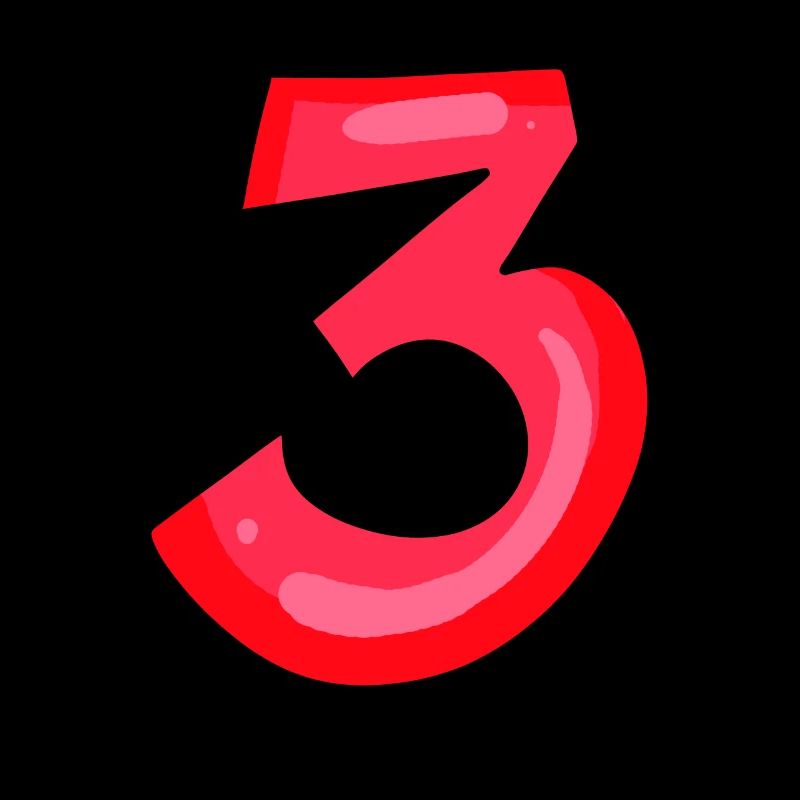 3 rouge - numéro trois - chiffre