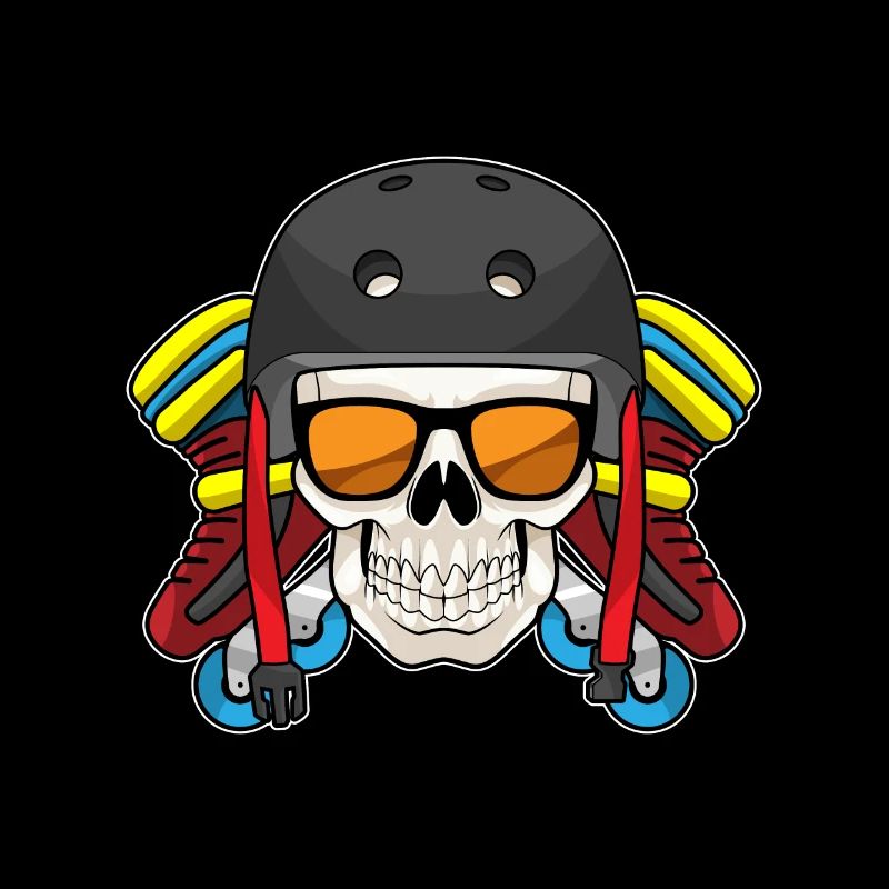 Tête de mort avec lunettes de soleil &Inline Skates