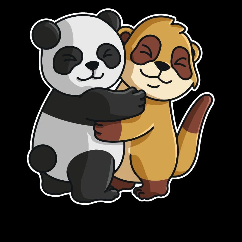 Panda and Meerkat cute Hug Cuddle Animals