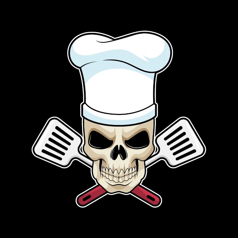 Skull as a cook with a chef's hat