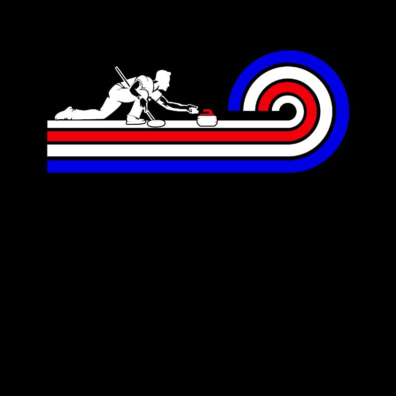 Design de curling rétro avec silhouette de curleur