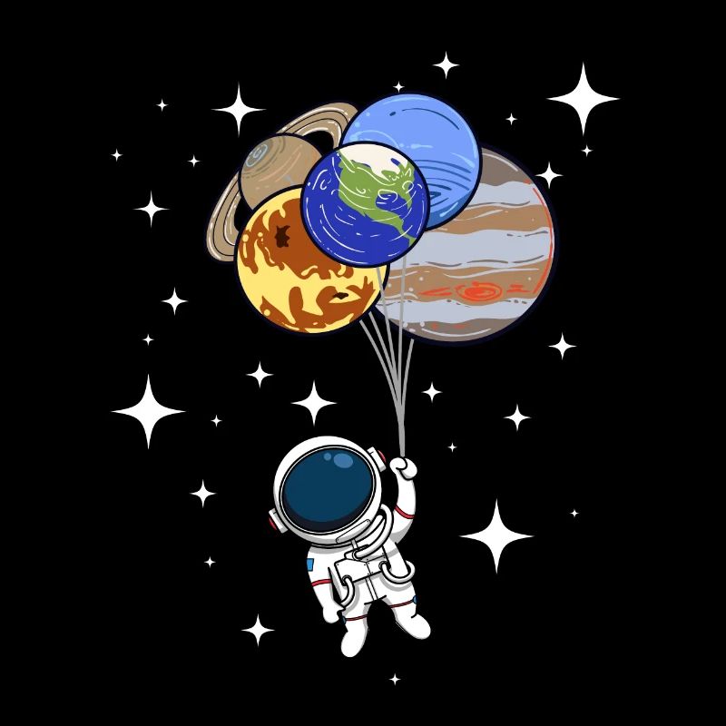 Astronaute Ballons Planète Étoiles Flying Nerd