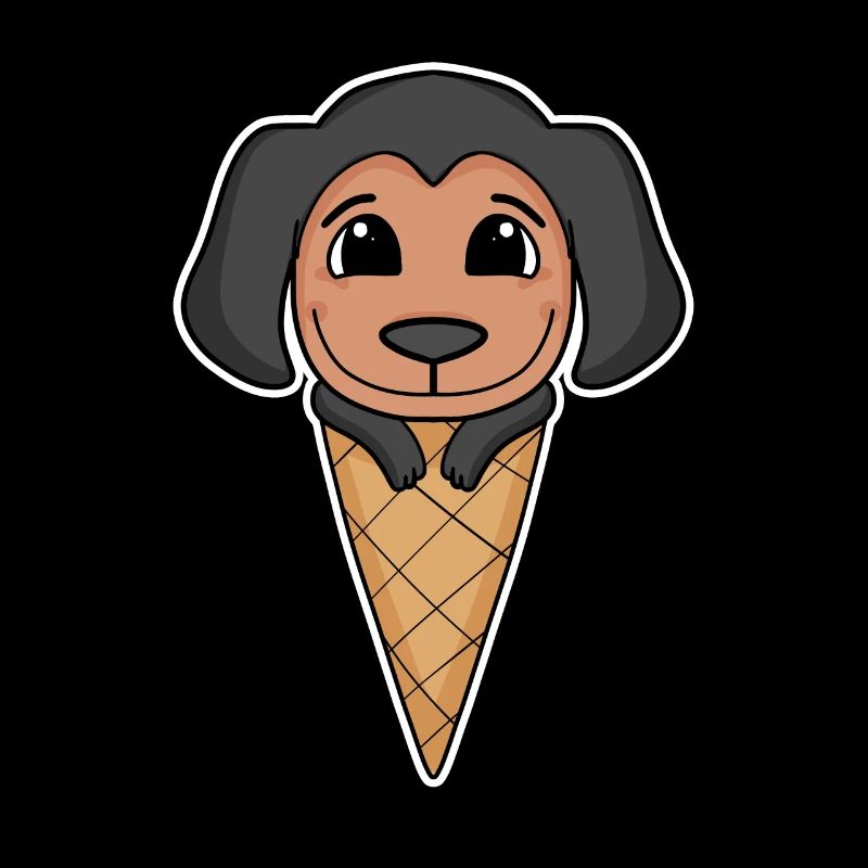 Coonhound with ice cream cone - ice cream
