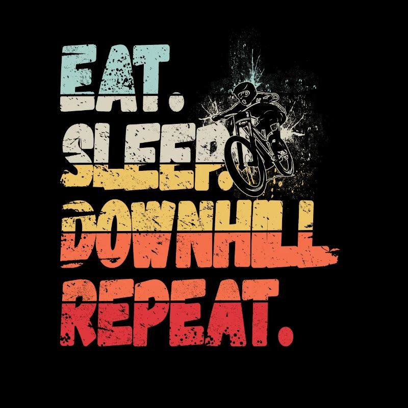 Eat Sleep Downhill Repeat Mountains Retro Wave Vintage